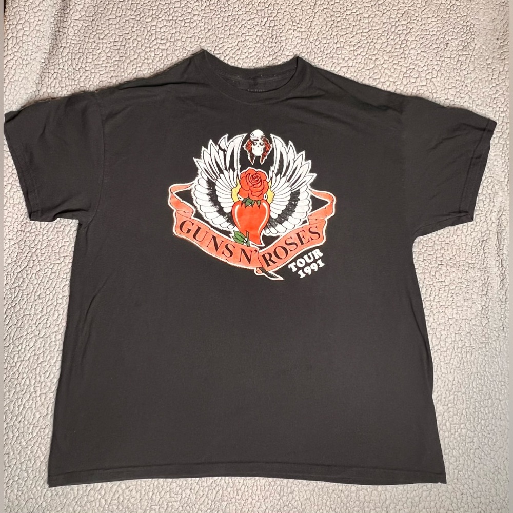 Official Guns N Roses Tour 1991 Graphic Print T Shirt Mens Size XL